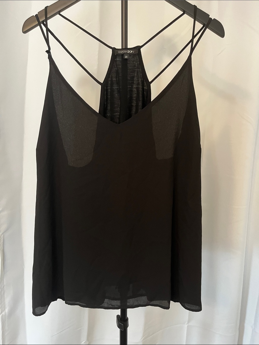 Papermoon Black Double-Strap V-Neck Camisole